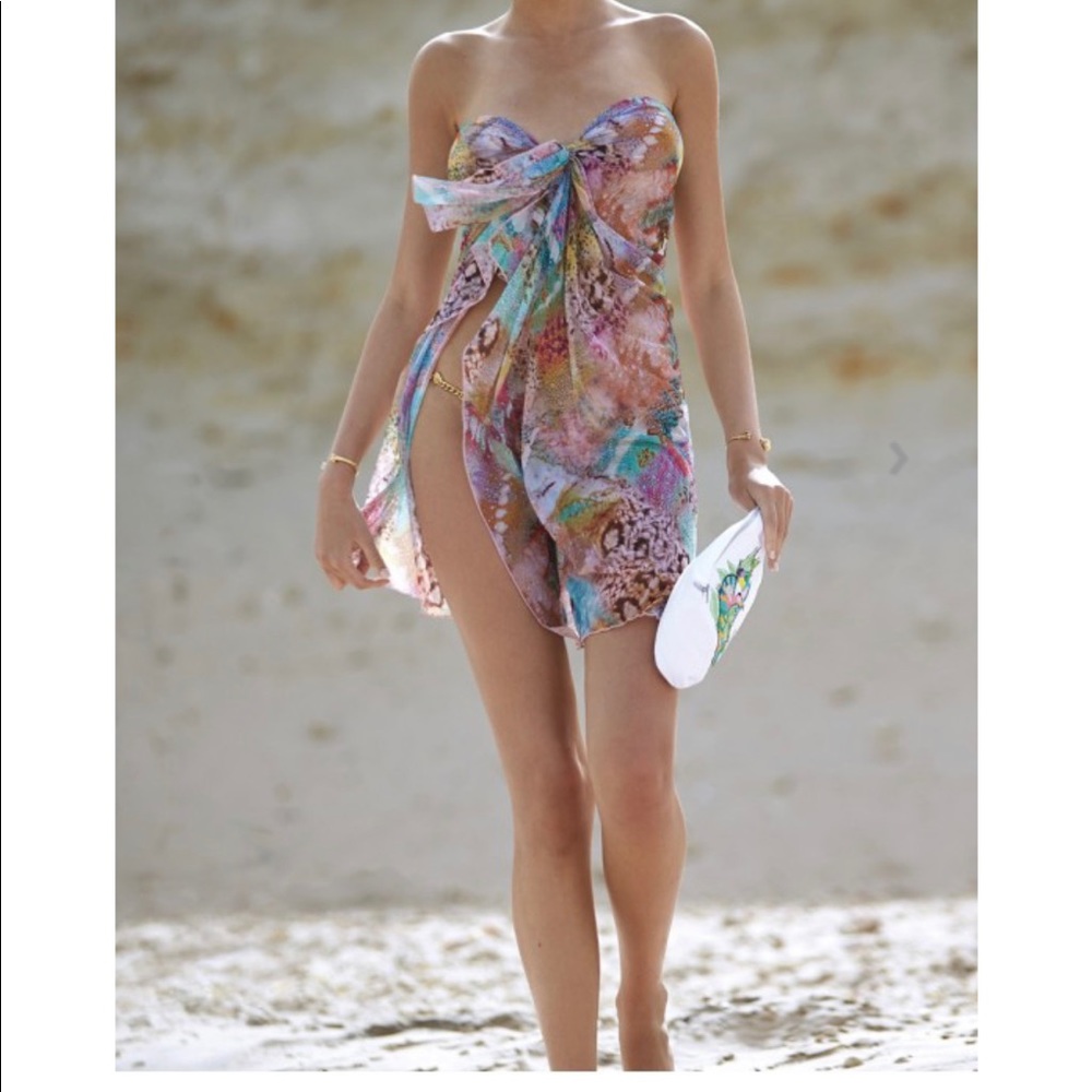 Multicolor Floral Paisley Women’s Swim Sarong - Picture 4 of 6